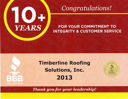 Timberline Roofing Solutions is a Better Business Bureau Accredited Business