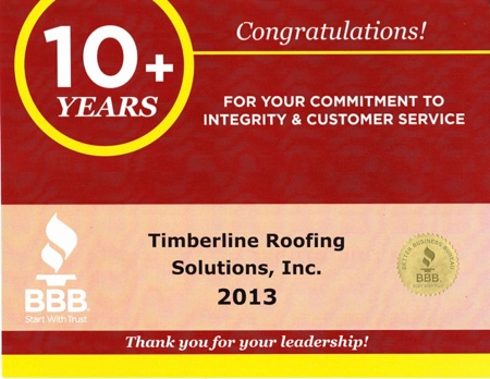 Timberline Roofing Solutions is a Better Business Bureau Accredited Business